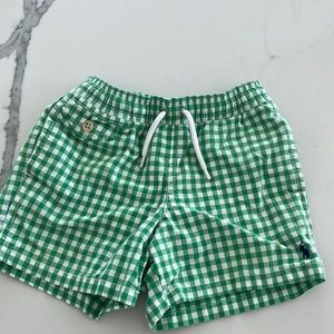Gently worn 2 x polo Ralph Lauren green and white checkered bathing suit size 4